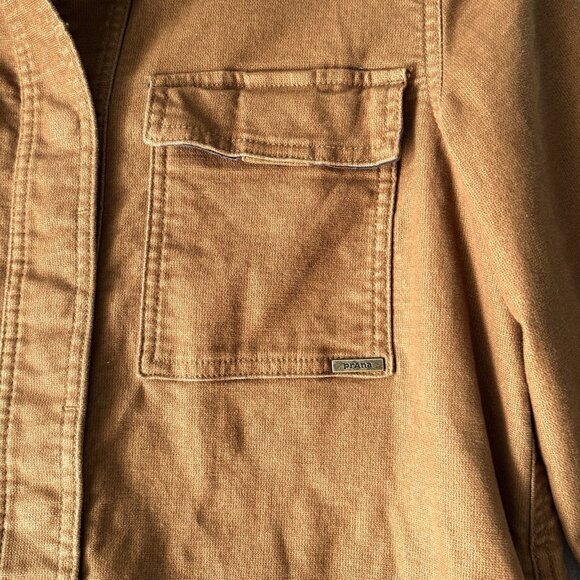 PRANA Womens Nikit Walnut Brown Jacket Size S Snap Front Organic Cotton - Picture 5 of 12